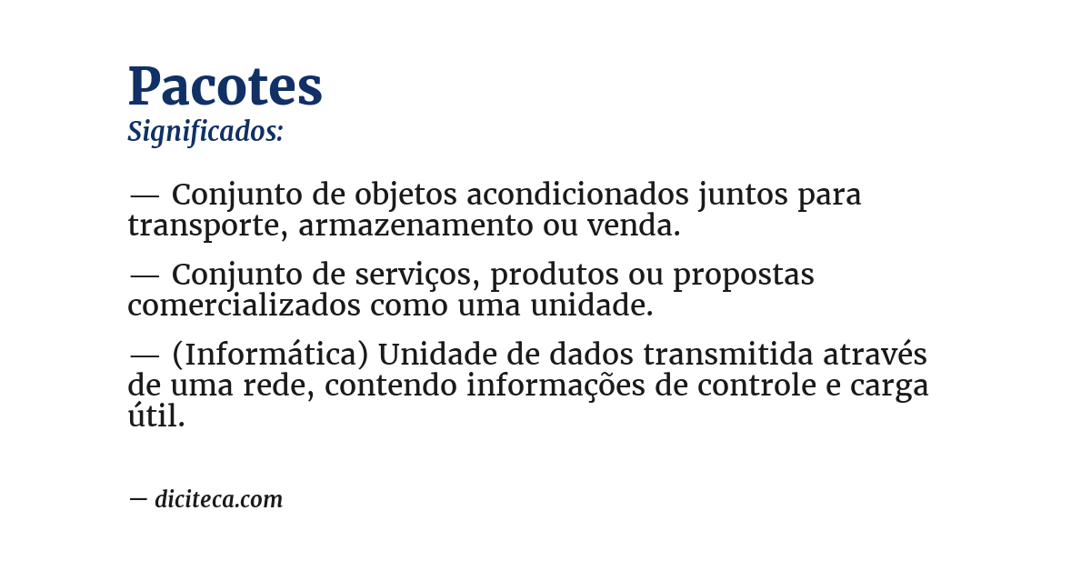 Significado de pacotes