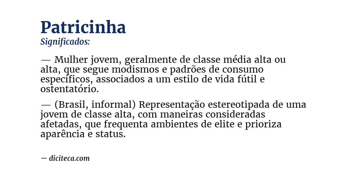 Significado de patricinha