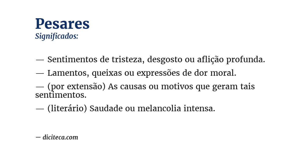 Significado de pesares
