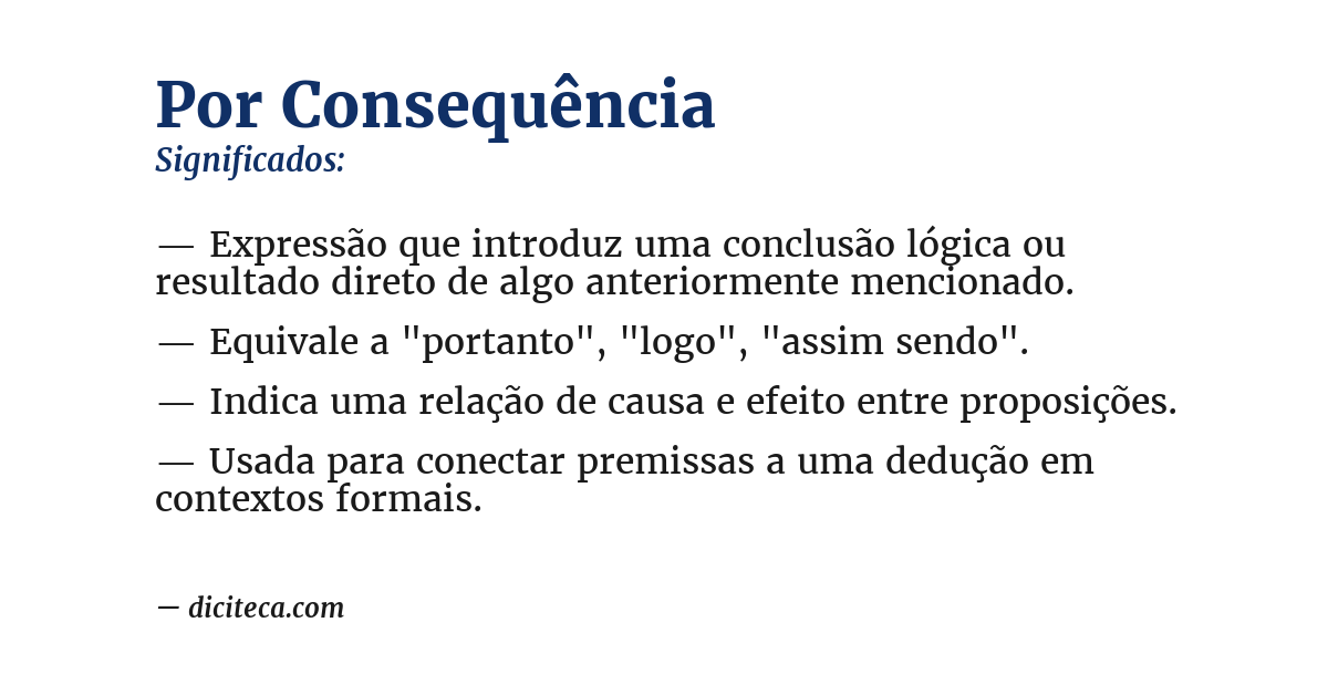 Significado de por consequência