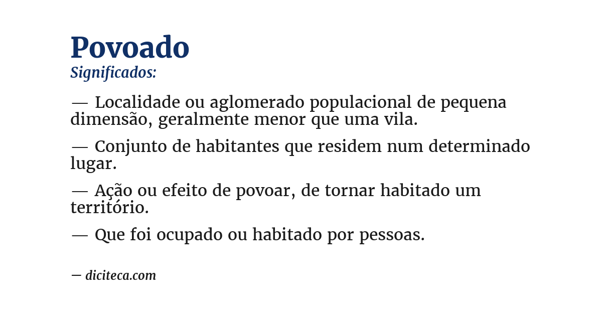 Significado de povoado