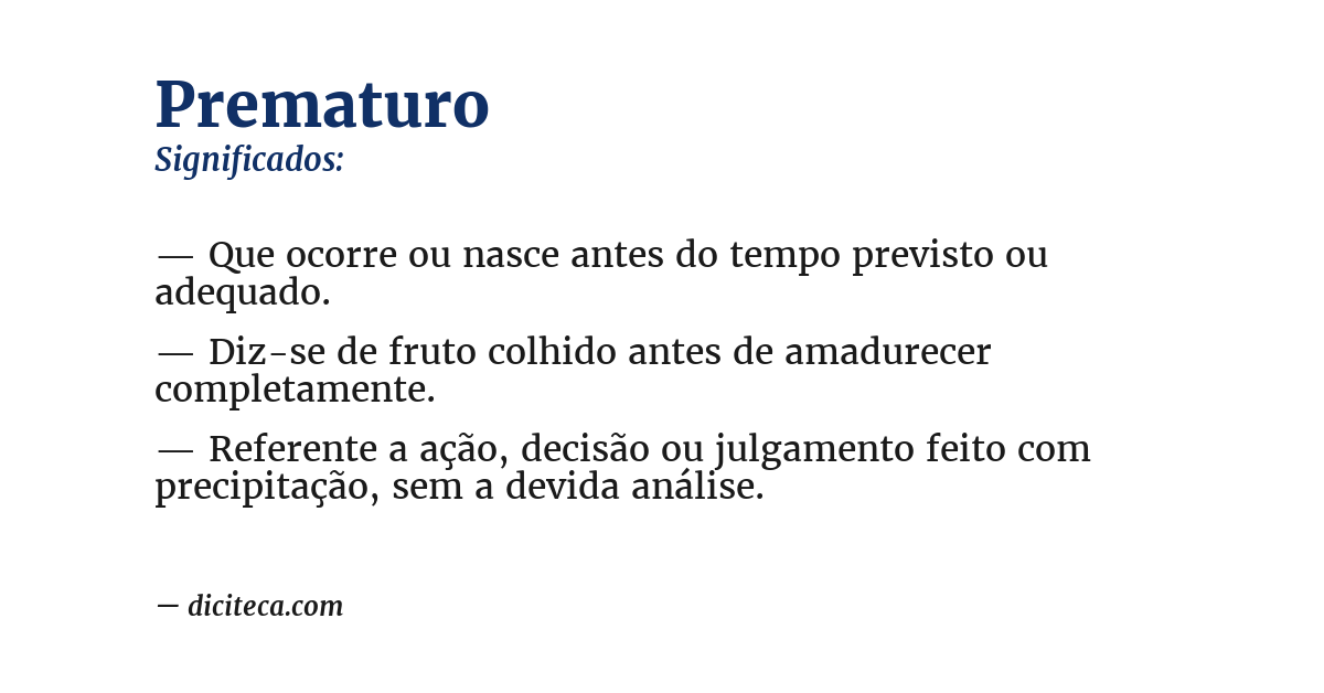 Significado de prematuro