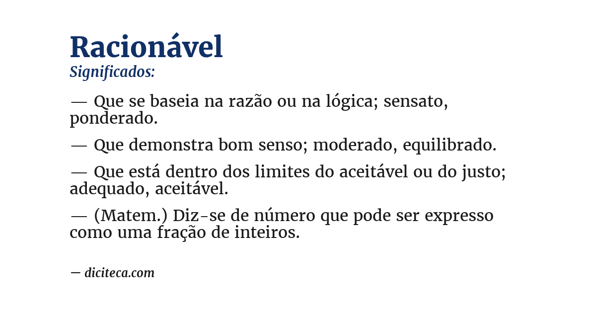 Significado de racionável