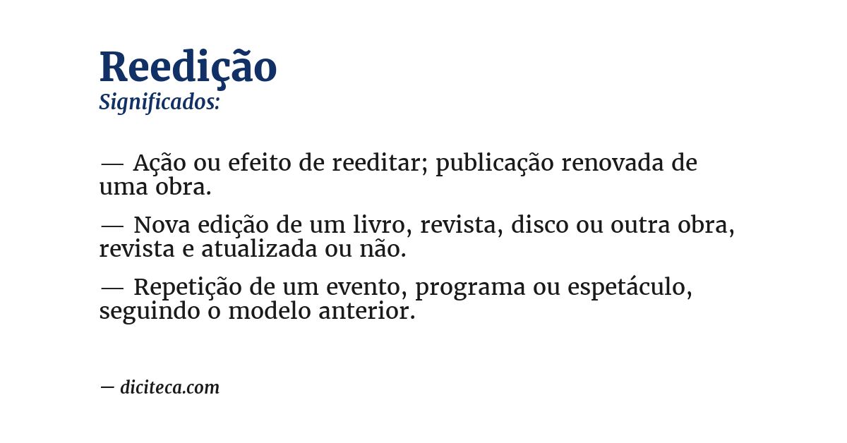 Significado de reedição