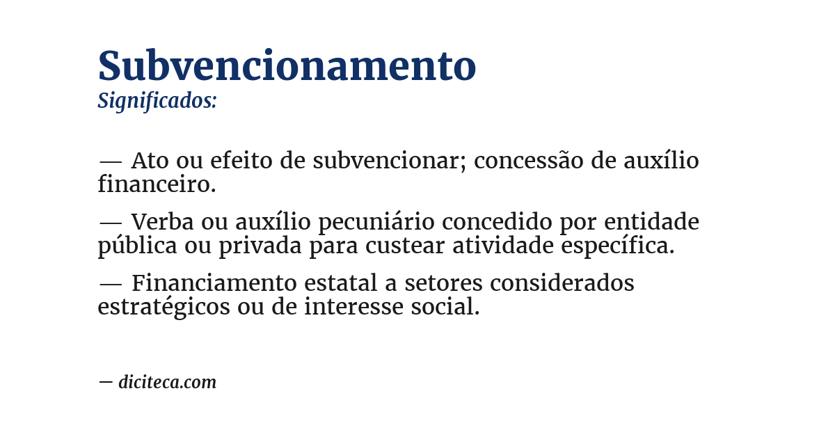 Significado de subvencionamento