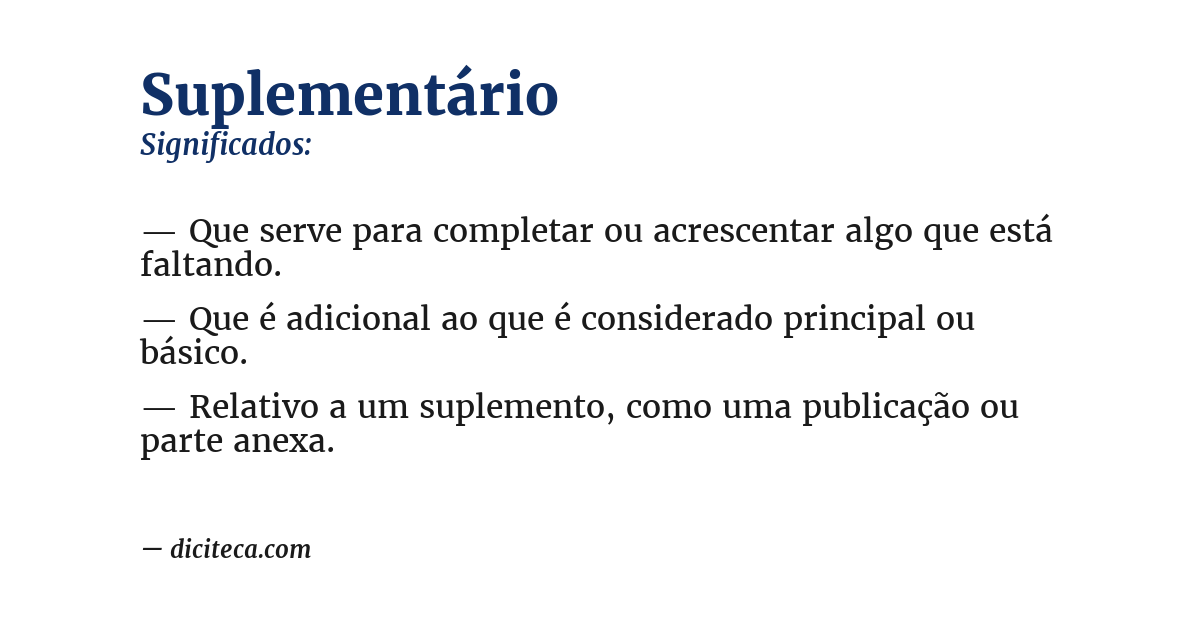 Significado de suplementário
