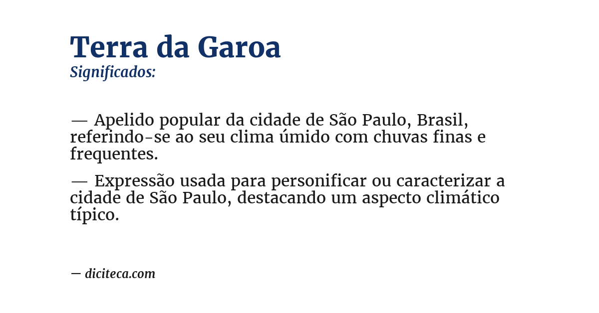 Significado de terra da garoa