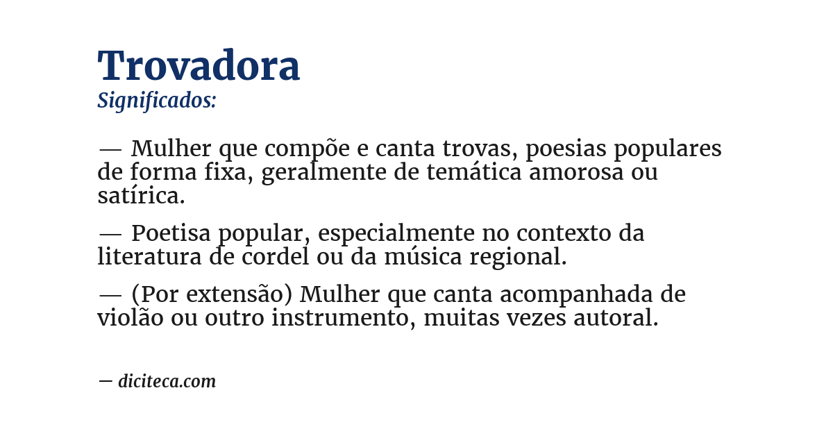 Significado de trovadora