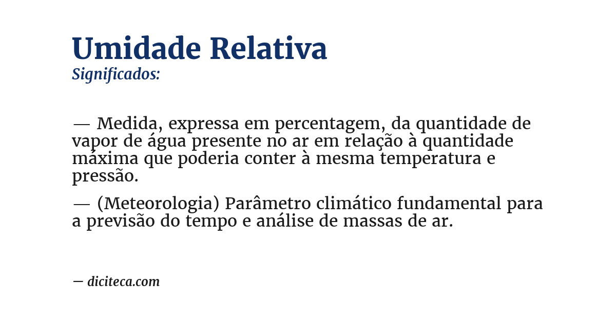 Significado de umidade relativa
