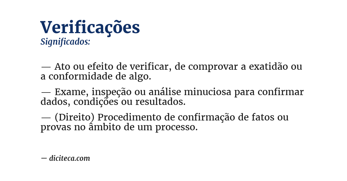 Significado de verificações