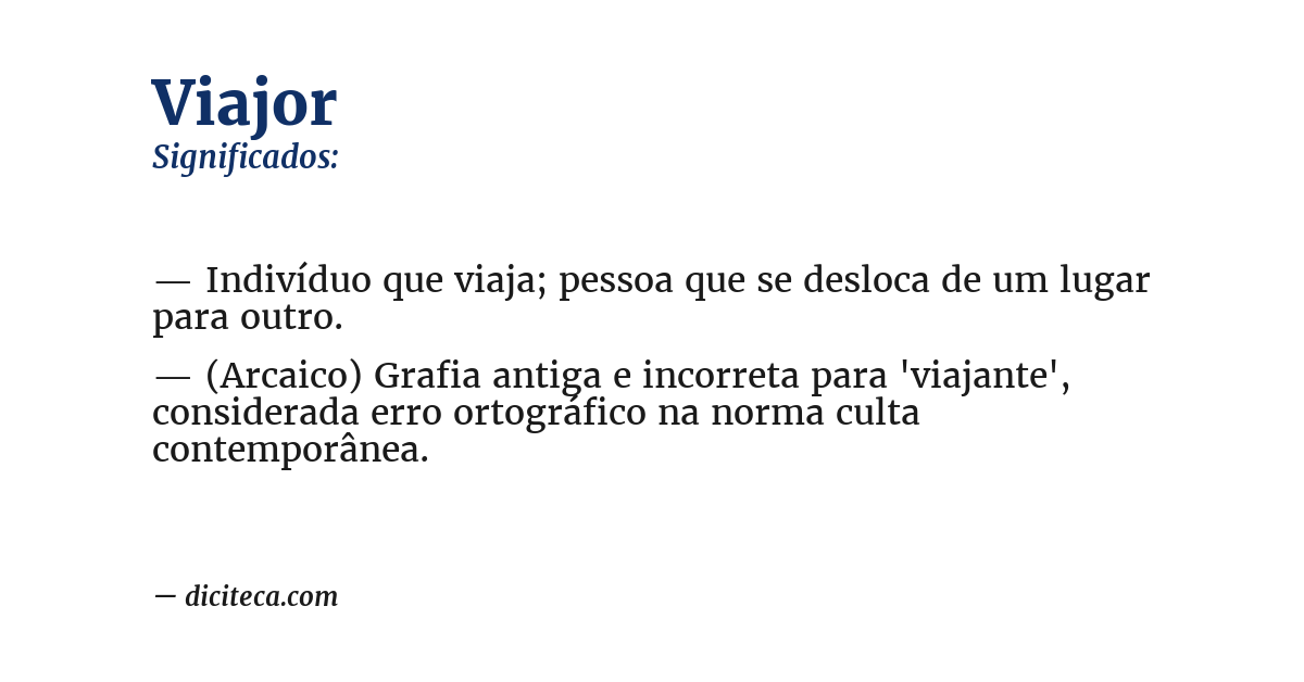 Significado de viajor