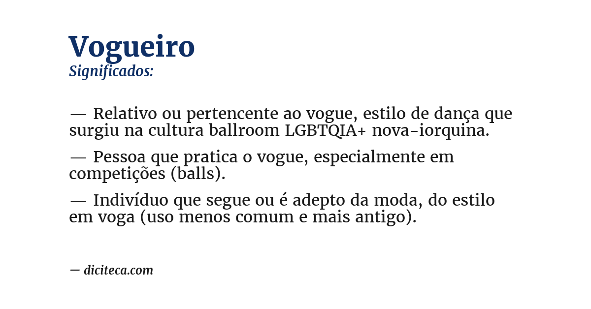 Significado de vogueiro
