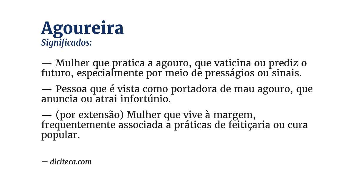 Significado de agoureira