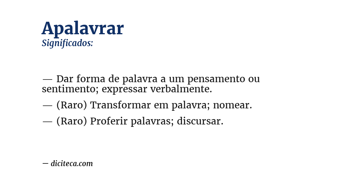Significado de apalavrar