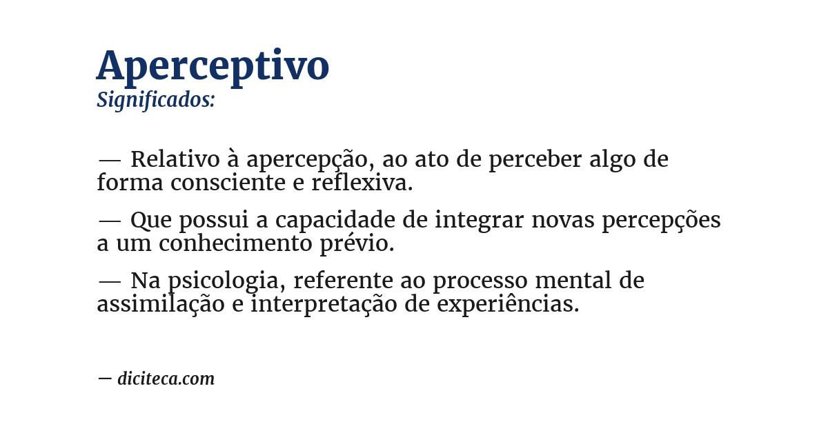 Significado de aperceptivo