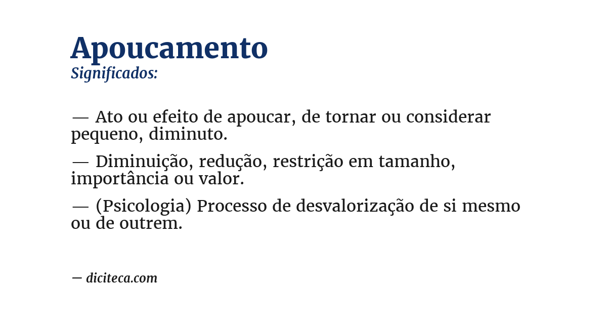 Significado de apoucamento