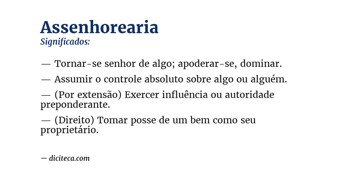 Significado de assenhorearia