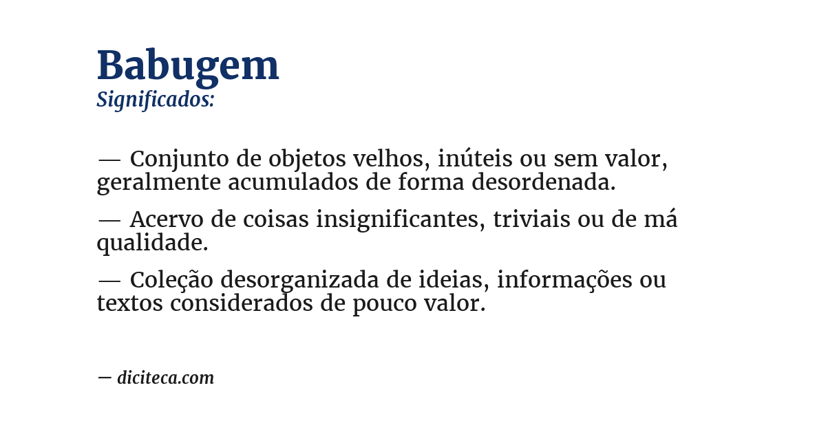 Significado de babugem