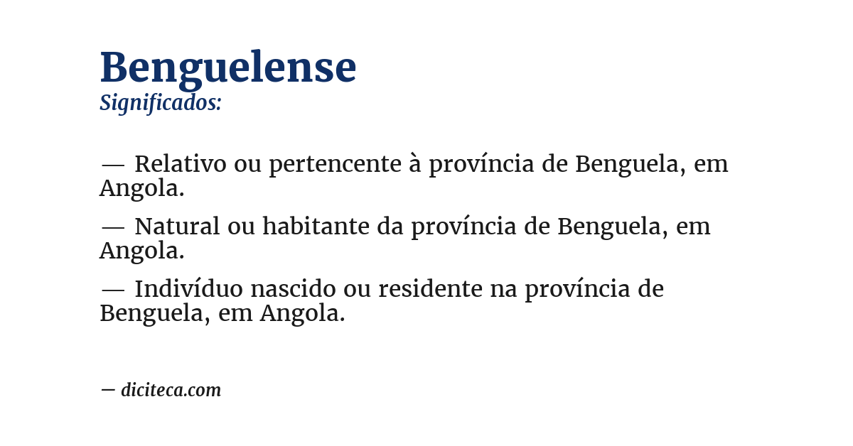 Significado de benguelense