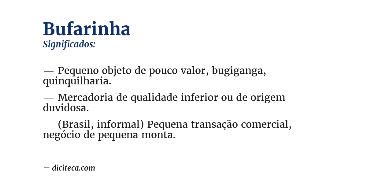 Significado de bufarinha