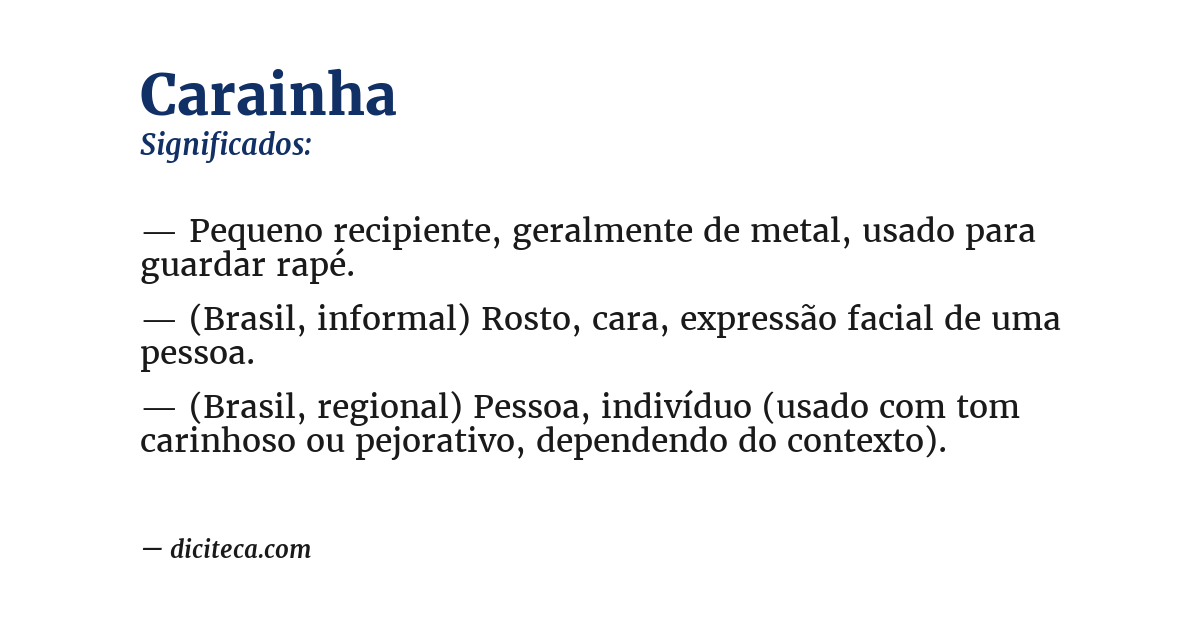 Significado de carainha