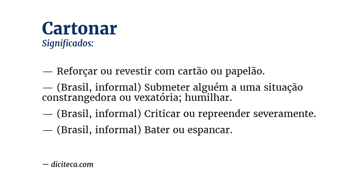 Significado de cartonar