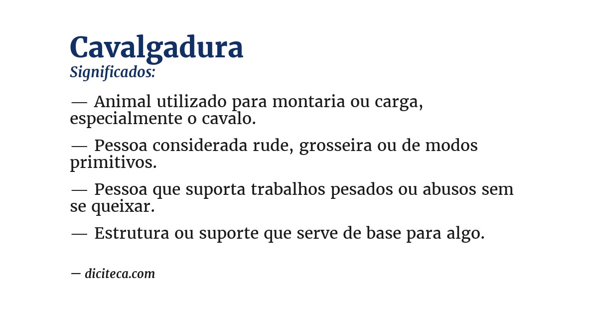 Significado de cavalgadura