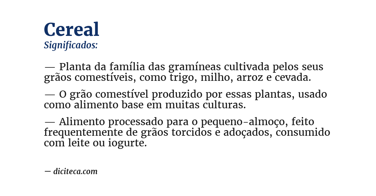 Significado de cereal