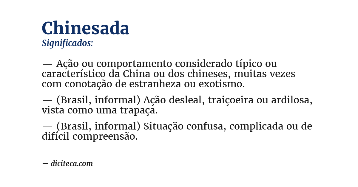 Significado de chinesada