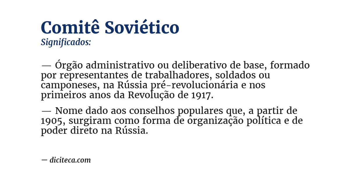 Significado de comitê soviético
