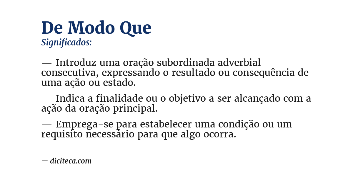 Significado de de modo que
