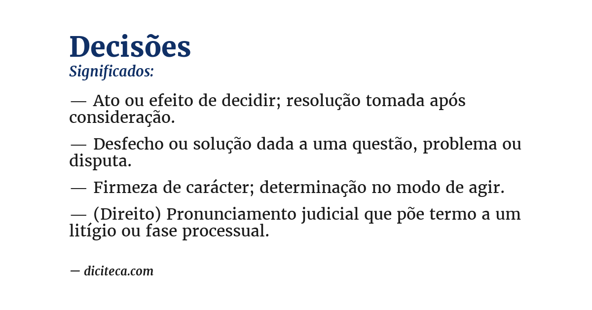 Significado de decisões