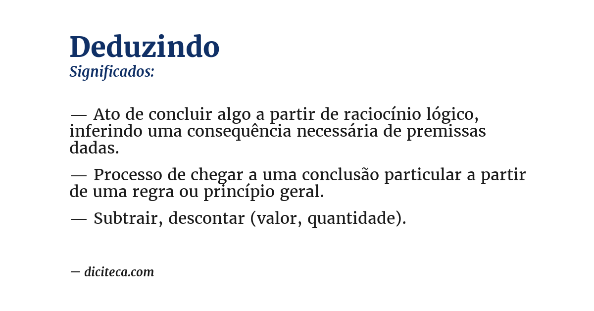 Significado de deduzindo