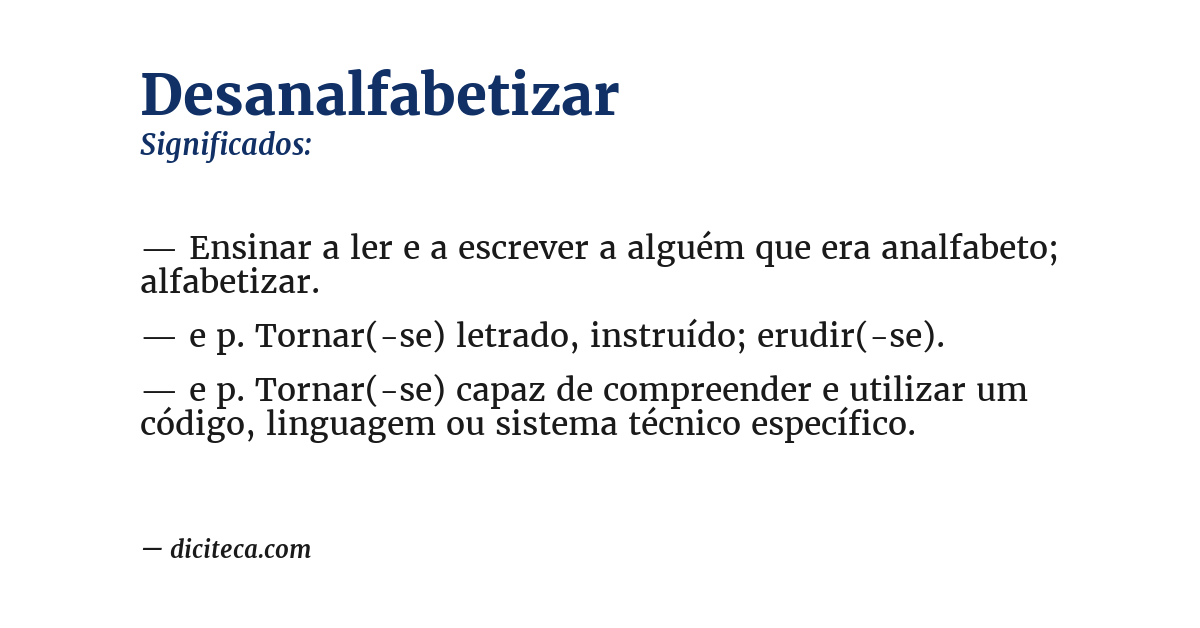 Significado de desanalfabetizar
