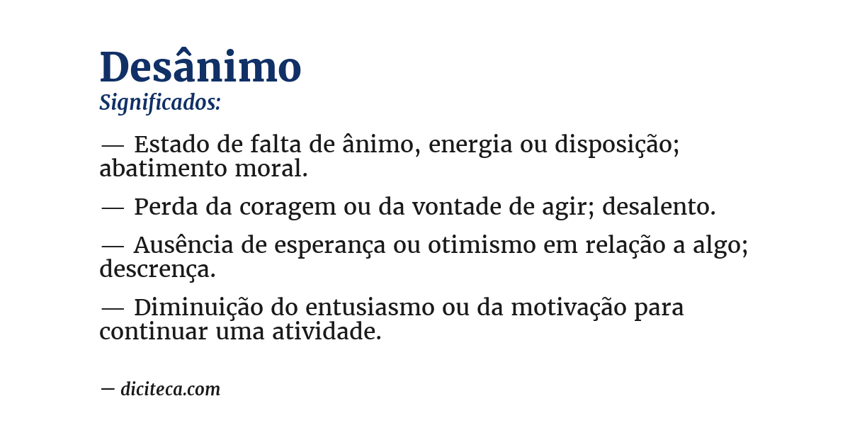Significado de desânimo