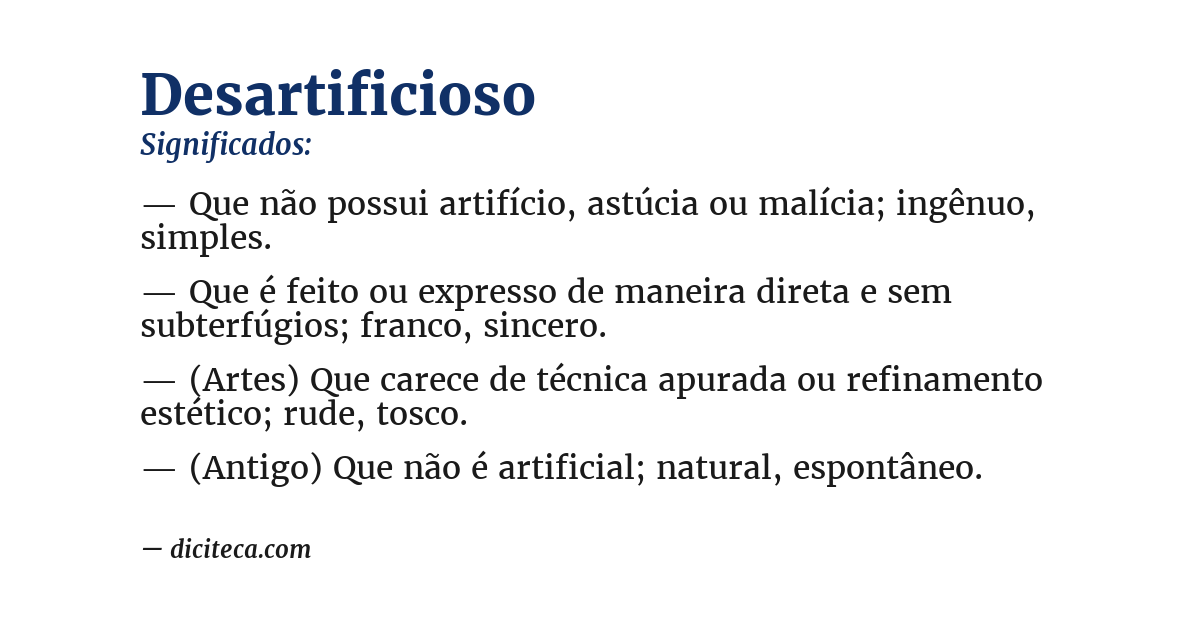 Significado de desartificioso