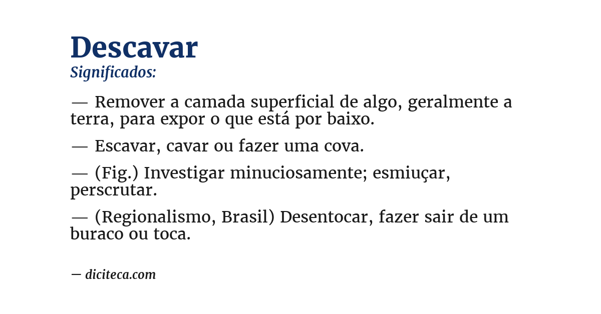 Significado de descavar