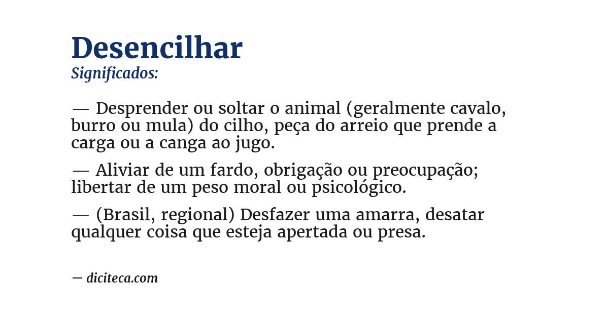 Significado de desencilhar