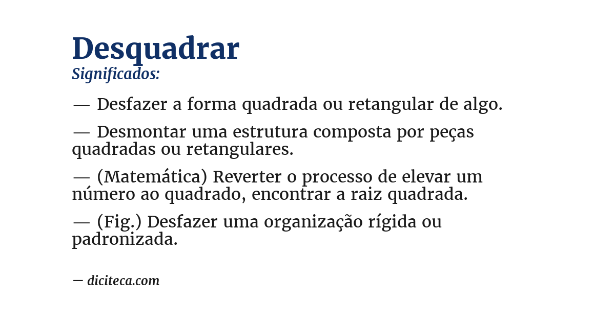 Significado de desquadrar
