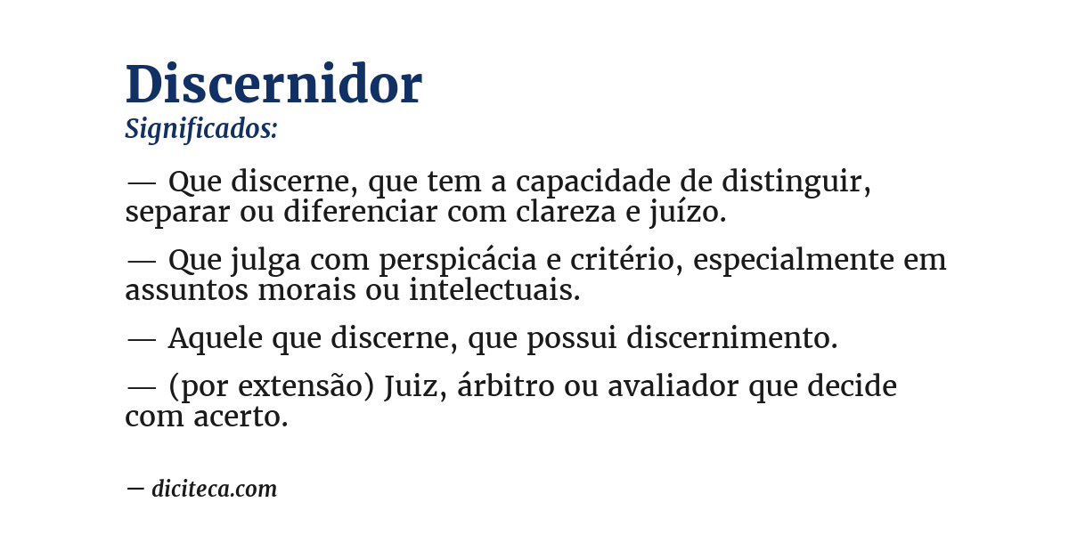 Significado de discernidor