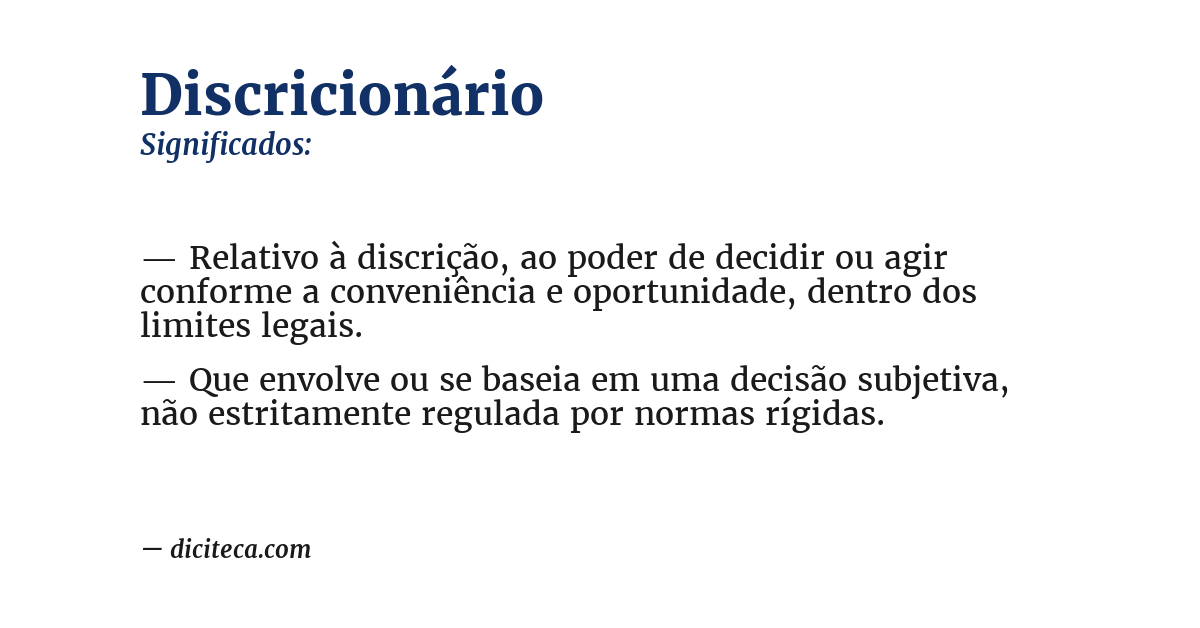 Significado de discricionário