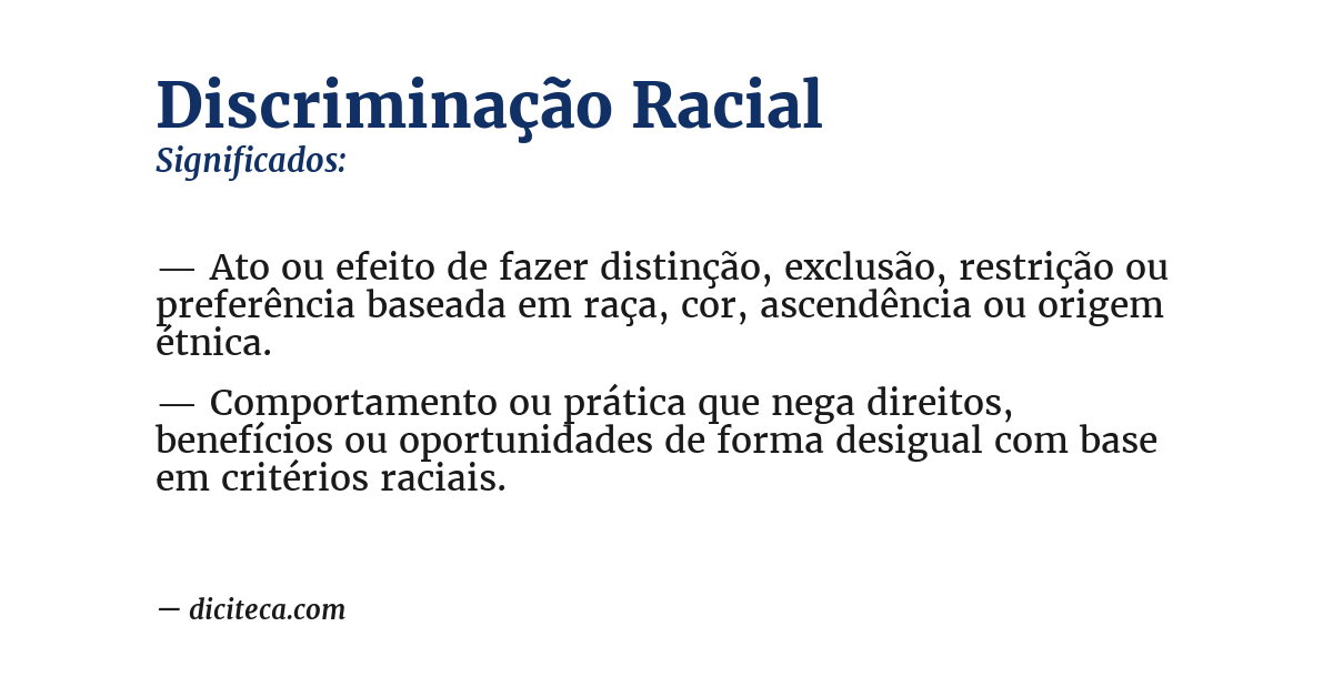 Significado de discriminação racial