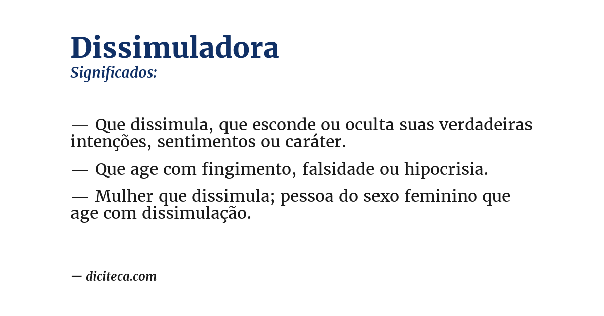 Significado de dissimuladora