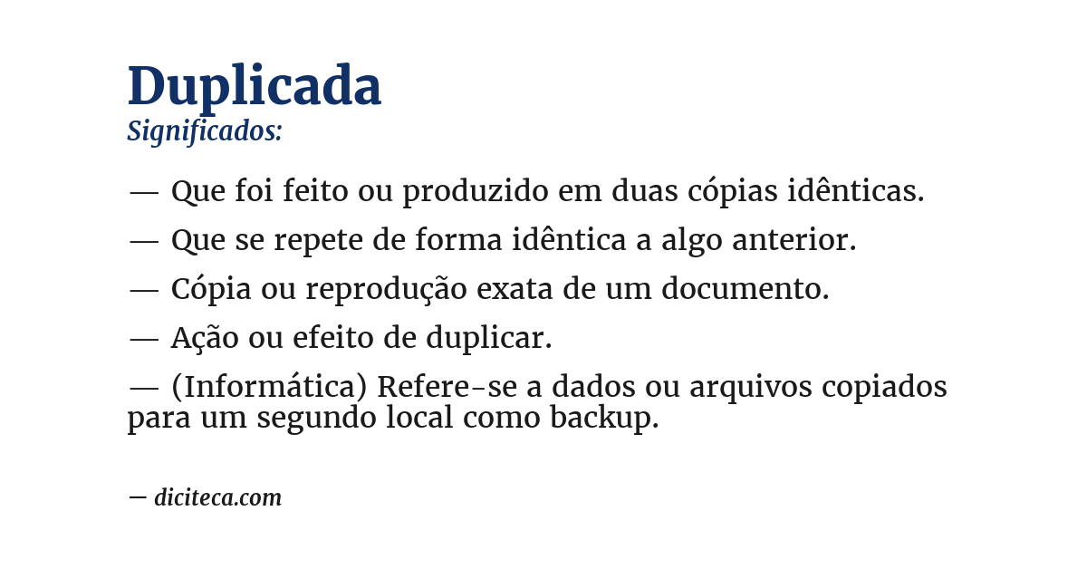 Significado de duplicada