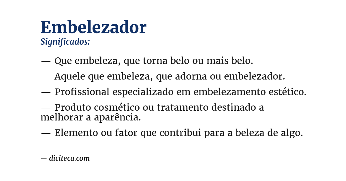 Significado de embelezador