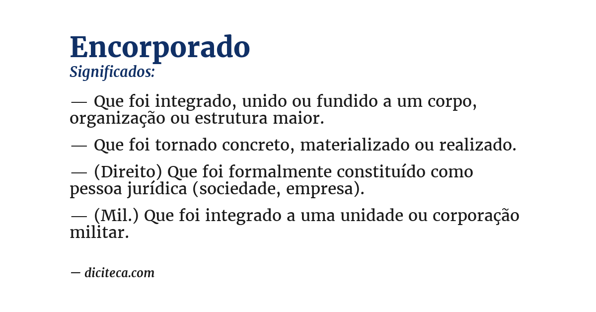 Significado de encorporado