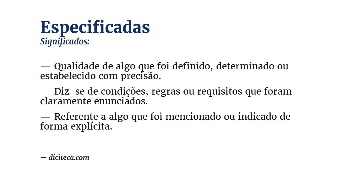 Significado de especificadas