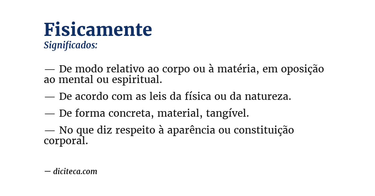 Significado de fisicamente