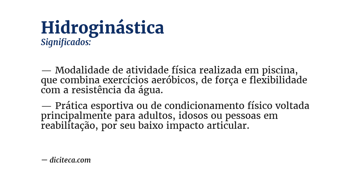 Significado de hidroginástica