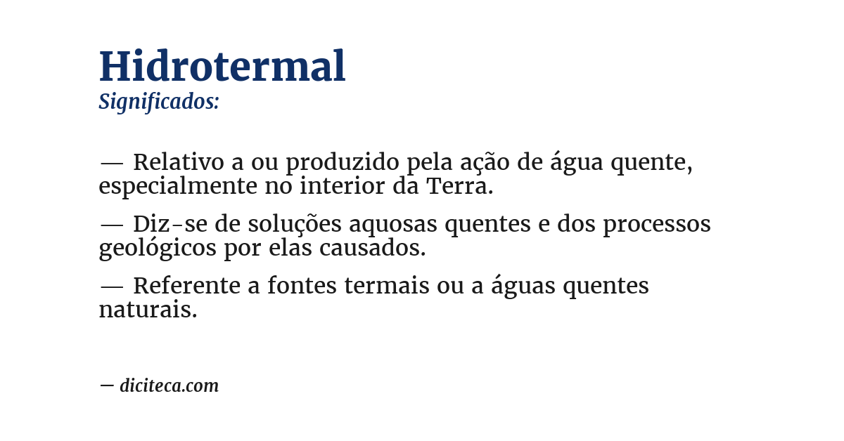Significado de hidrotermal